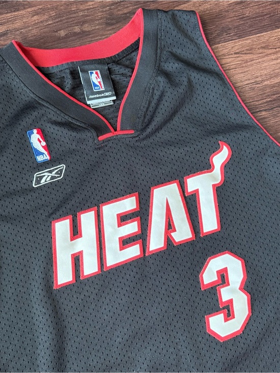 Reebok Other - Miami Heat Basketball Jersey Mens Large Black Red Trim NBA Dwyane Wade 3 Reebok